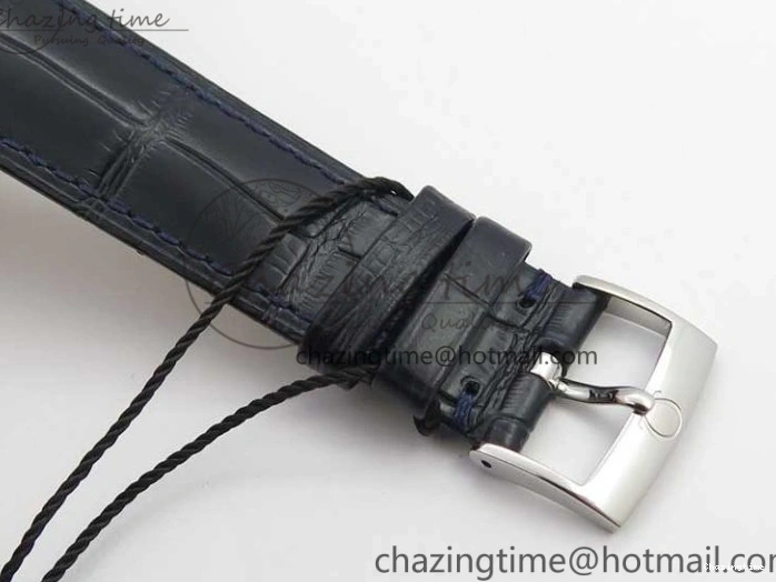 1218 Timeless De Ville Prestige Real PR SS ZF 1:1 Best Edition Gray Dial Blue Markers on Blue Leather Strap MIYOTA 7936